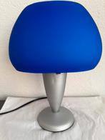 Vintage tafellamp zilver met blauwe glazen kap, Ophalen of Verzenden, Zo goed als nieuw, Glas, Minder dan 50 cm