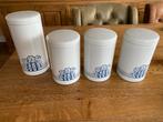 4 Brabantia bewaarblikken / bussen (wit met blauwe bomen), Ophalen of Verzenden, Zo goed als nieuw