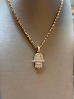 18KT Goud - Hanger - Fatima Hand - Labdiamanten- Rosé -Hamsa, Ophalen, Nieuw, Goud