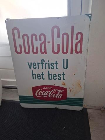 Vintage Coca-Cola Reclamebord - 'Verfrist U het Best' beschikbaar voor biedingen