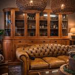 Oude Teak Apothekerskast/Winkelkast - Landelijke Stijl, Gebruikt, Met deur(en), 200 cm of meer, Glas