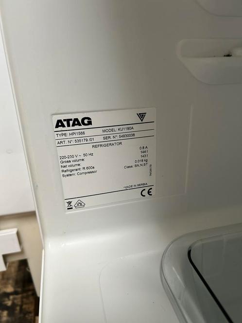 Atag Inbouw Koelkast KU1190A, Witgoed en Apparatuur, Koelkasten en IJskasten, Gebruikt, Zonder vriesvak, 100 tot 150 liter, 85 tot 120 cm