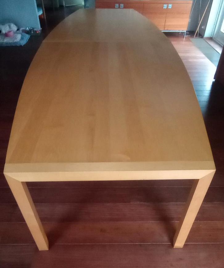 Grote design tafel eettafel 425 cm. lang massief ahorn hout, Huis en Inrichting, Tafels | Eettafels, Zo goed als nieuw, 50 tot 100 cm