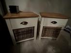 Twee nachtkastjes met lade/mandje, Huis en Inrichting, Ophalen, Minder dan 45 cm, 55 tot 70 cm, Zo goed als nieuw
