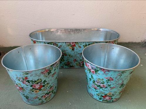 Design Bloempot(d16),plantenbak(39cm) roos, Tuin en Terras, Bloembakken en Plantenbakken, Zo goed als nieuw, Metaal, Binnen, Balkon