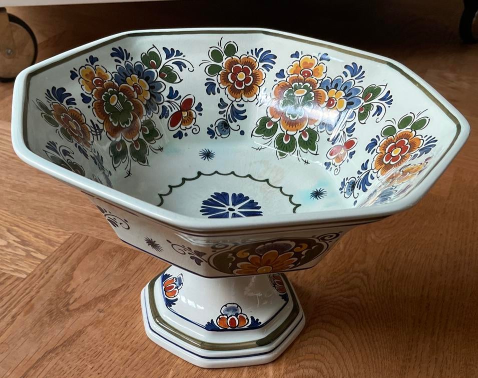 Delfts Polychroom Plateel Handwerk Bloemenmotief #3081, Antiek en Kunst, Ophalen