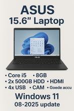 Asus 15.6" core i5, 8gb, 1 TB,  Windows 11 (08-2025 update), Ophalen, HDD, 2 tot 3 Ghz, 15 inch