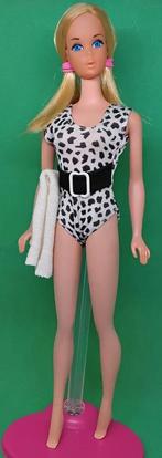 Vintage Barbie Badpak Wit/Zwart Ceintuur, Verzenden, Gebruikt, Kleertjes
