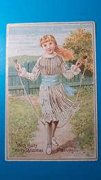 Meisje met springtouw - merry christmas, Ophalen of Verzenden, Voor 1920, Ongelopen, Feest(dag)