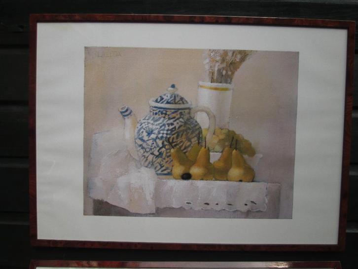 Stilleven Theepot & Peren Lilita Upeniece Kunstdruk 52 x 72, Huis en Inrichting, Woonaccessoires | Schilderijen, Tekeningen en Foto's