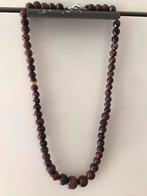 Ketting rode jaspis facet geslepen vintage halfedelsteen, Ophalen of Verzenden, Gebruikt, Rood, Steen of Mineraal