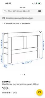 Ikea Brimnes hoofdeinde zwart 140cm, Ophalen, Zwart, Tweepersoons, 140 cm