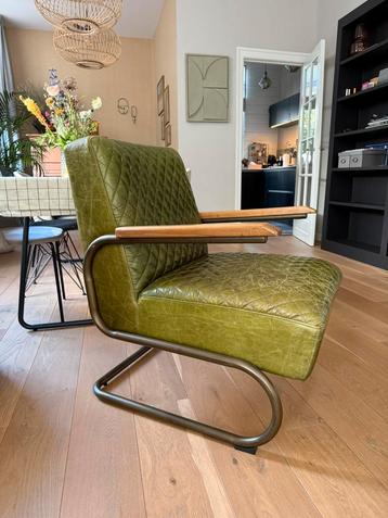 Fauteuil leder olijfgroen