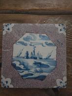 Oude blauwe tegel met Hollands landschap, Ophalen of Verzenden