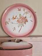 Zeldzaam roze gebloemde emaille schaal, Antiek en Kunst, Antiek | Emaille, Ophalen of Verzenden