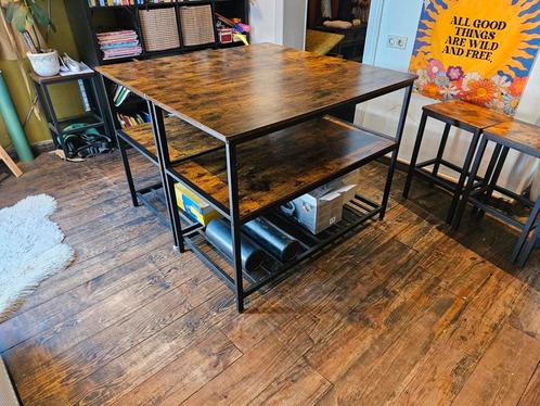 Hoge Tafels, Krukken & Bankje - Complete Set, Huis en Inrichting, Barkrukken, Gebruikt, 90 cm of meer, Hout, Metaal, 5 krukken of meer