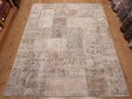 Vintage handgeknoopt oosters tapijt patchwork 250x202, Info@SlatsAntiek.nl, Crème, Vof Slats Antiek, Ophalen of Verzenden