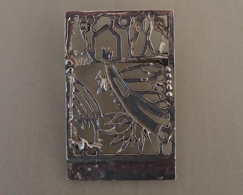 ZILVEREN BROCHE/HANGER ''JEROEN KRABBE'', Sieraden, Tassen en Uiterlijk, Antieke sieraden, Hanger, Zilver, Verzenden