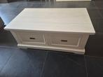 Witte Landelijke Salontafel met 2 grote lades, Huis en Inrichting, Ophalen, Gebruikt, 100 tot 150 cm, 50 tot 100 cm