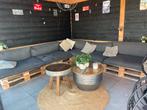 Pallethouten loungeset met comfortabele kussens, Ophalen, Overige materialen, Gebruikt, Meer dan 8 zitplaatsen
