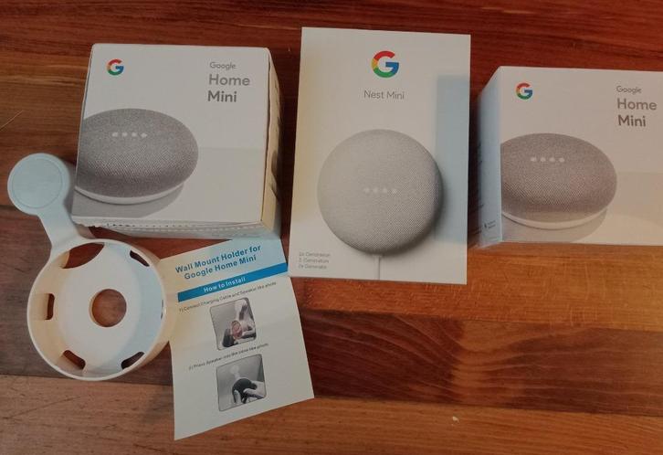 Google Home 2x Mini / 1x Nest en Minimuurhouder NIEUW, Audio, Tv en Foto, Mediaspelers, Nieuw, Ophalen of Verzenden