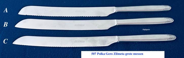 507 Gero Roestvrij 3x Groot Mes Polka Gero Zilmeta bestek, Antiek en Kunst, Antiek | Bestek, Ophalen