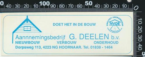 Sticker: Aannemingsbedrijf Deelen - Hoornaar, Verzamelen, Stickers, Zo goed als nieuw, Bedrijf of Vereniging, Verzenden