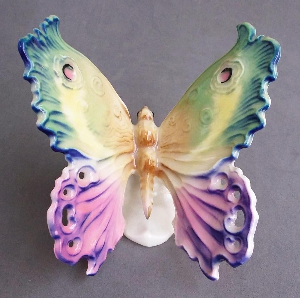 Om 1920 - 1945 Grote Porseleinen Vlinder Karl ENS Porselein