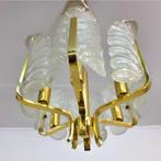 Acanthus kroonluchter lamp messing murano mid century 70's, Ophalen of Verzenden, Gebruikt, Glas