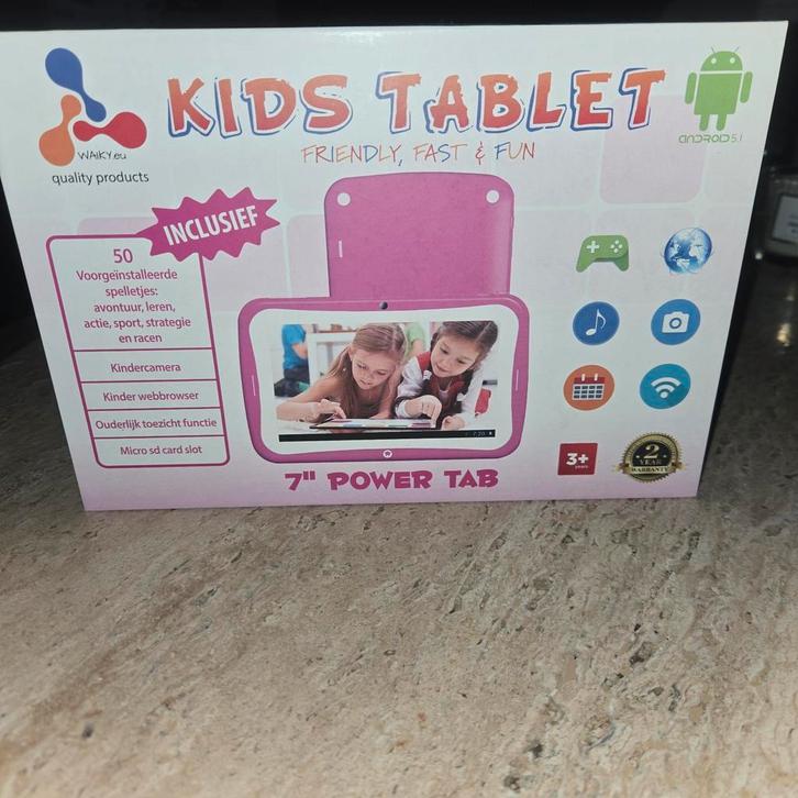 Kinder Tablet - 7 inch Power Tab, Computers en Software, Android Tablets, Gebruikt, Wi-Fi, 7 inch of minder, 16 GB, Uitbreidbaar geheugen