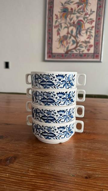 Boch servieskommen – blauw/wit – decor Wiebel – set van 4 beschikbaar voor biedingen