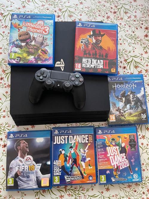 Sony Playstation 4 pro met spellen & controller., Spelcomputers en Games, Spelcomputers | Sony PlayStation 4, Zo goed als nieuw