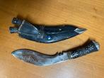 Antieke Gurkha kukri  India met schede en 2 kleine mesjes, Ophalen of Verzenden
