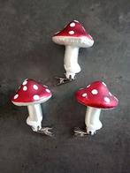 Glazen paddenstoelen op knijper kerstversiering, Diversen, Kerst, Ophalen