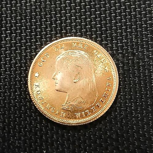 1897 Goud op zilveren tientje 10 Gulden Koningin Wilhelmina, Postzegels en Munten, Munten | Nederland, Losse munt, 10 gulden, Koningin Wilhelmina