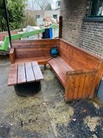 Houten tuinbank met tafel, Tuin en Terras, Tuinbanken, Ophalen, Gebruikt, Hout