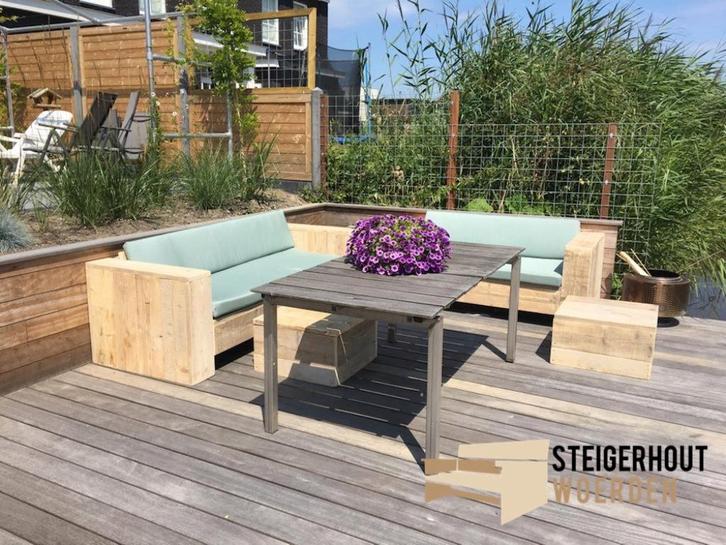 Steigerhouten Loungeset Terras Steigerhout Bank ACTIE, Tuin en Terras, Tuinsets en Loungesets, Nieuw, Loungeset, Steigerhout, Bank