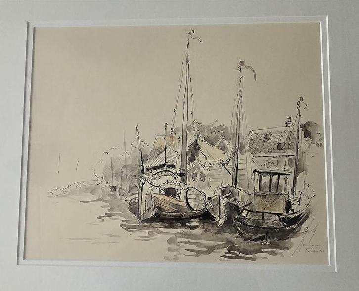Schilderij Jan Ouwenbroek - Oudega (W) Friesland, Antiek en Kunst, Kunst | Tekeningen en Foto's, Ophalen