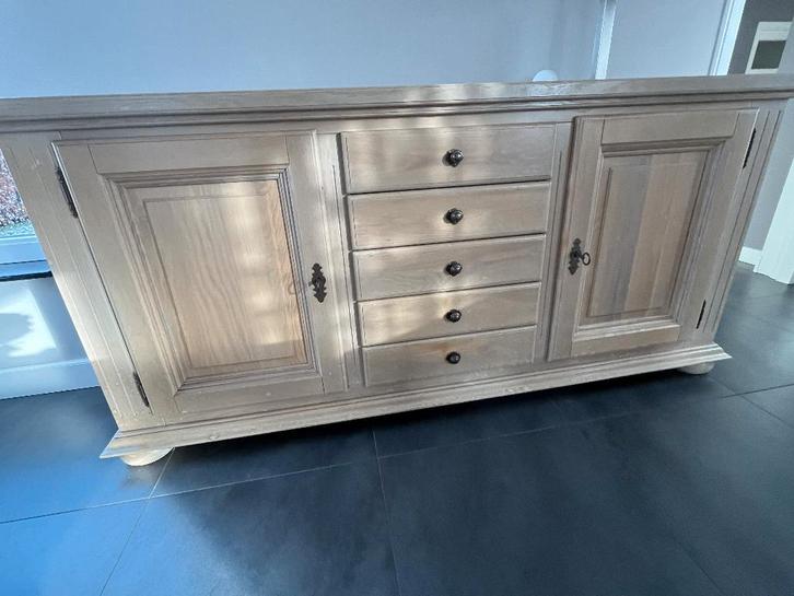 Massief wit eiken dressoir, Huis en Inrichting, Kasten | Dressoirs, Gebruikt, 200 cm of meer, 25 tot 50 cm, Ophalen