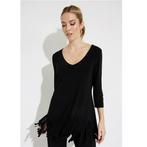 Ribkoff elegante top zwart 3/4 mouwen franje details 42, Kleding | Dames, Verzenden, Zwart, Maat 42/44 (L), Joseph Ribkoff