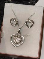 Hartjes Sieradenset - Siebel Juweliers, Ophalen of Verzenden, Zo goed als nieuw, Zilver, Met strass