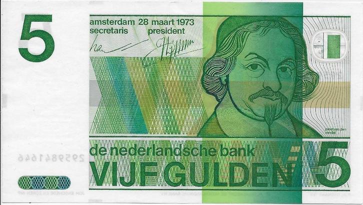 5 gulden 1973 'Vondel II' Uncirculated, Postzegels en Munten, Bankbiljetten | Nederland, Los biljet, 5 gulden, Ophalen of Verzenden