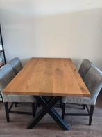 Tafel en 4 stoelen van Woonexpress, Ophalen, Gebruikt, Stof, 50 tot 75 cm