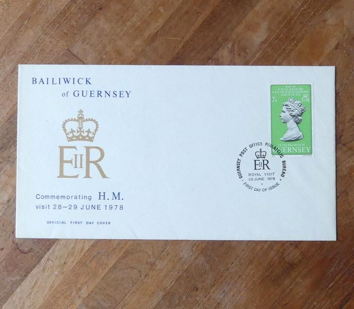 Eerstedag envelop Queen Elizabeth Royal Visit Guernsey 1978, Verzamelen, Koninklijk Huis en Royalty, Gebruikt, Postzegel(s) of Munt(en)