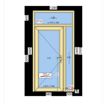 Kunststof buitendeur 1285 x 2505 mm beschikbaar voor biedingen