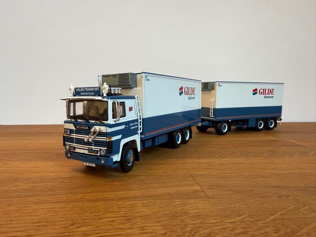 Tekno Scania 141 V8 6x2 koelcombi 3-as ahw Holms Gilde 1:50, Ophalen of Verzenden, Nieuw, Bus of Vrachtwagen, Tekno
