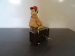 Leuk oud blikken speelgoed mannetje met koffer, Antiek en Kunst, Ophalen