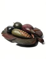 Vintage houten schaal met fruit, Schaal, Ophalen of Verzenden, Zo goed als nieuw, Overige vormen