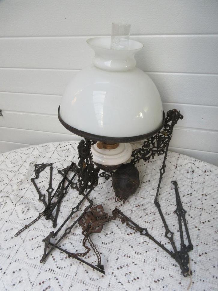 hanglamp - olielamp - petroleumlamp met contragewicht, Antiek en Kunst, Antiek | Lampen, Ophalen