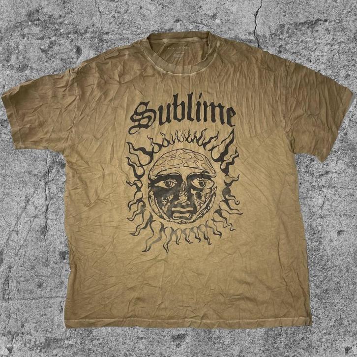 vintage Sublime T-shirt Sun Face Band LogoT-242, Kleding | Heren, T-shirts, Gedragen, Maat 56/58 (XL), Geel, Verzenden